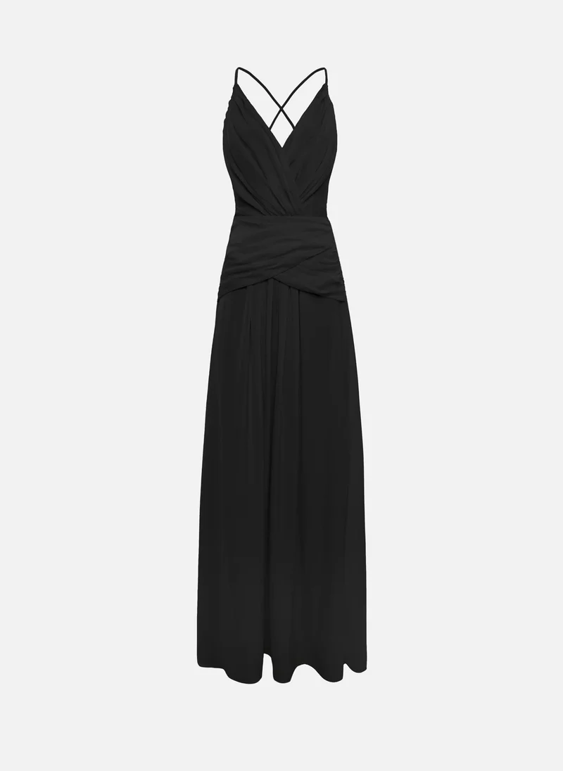 Lichi Maxi dress with thin straps and draping at the waist