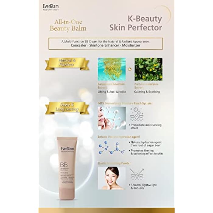 everglam K-Beauty Skin Perfector Korean BB Cream, Light Medium - Flawless, Natural Glow in Seconds | Multi-Function Tinted Moisturizer: Stays On All Day, Dewy, Water-Resistant, Oil-Controlling - Image 5
