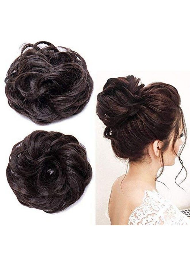 TWIREY Set Of 2Pcs Messy Hair Bun Extension And Wigs Artificial Juda For Women And Girls Natural Black - Image 1