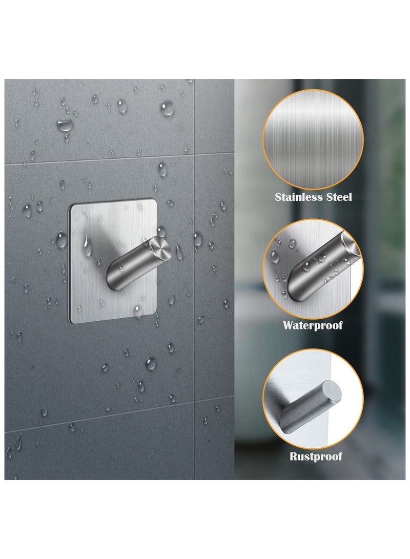 Eowhitu Eowhitu Utility Hooks Self Adhesive Stainless Steel, Wall Hooks Rack for Hanging Heavy Duty, Robe & Towel Hook Command Rustproof 4 Packs Silver  - Image 2