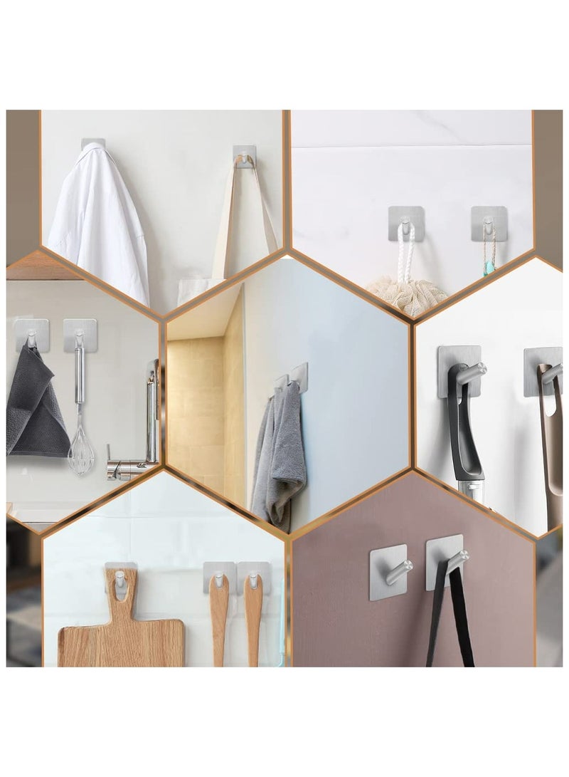 Eowhitu Eowhitu Utility Hooks Self Adhesive Stainless Steel, Wall Hooks Rack for Hanging Heavy Duty, Robe & Towel Hook Command Rustproof 4 Packs Silver  - Image 5