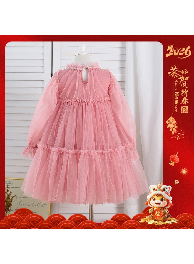 Girls' Baby Autumn Princess Dress Toddler Dress Chinese New Year Outfit Fashion - Image 3