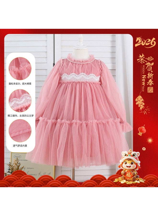 Girls' Baby Autumn Princess Dress Toddler Dress Chinese New Year Outfit Fashion - Image 2