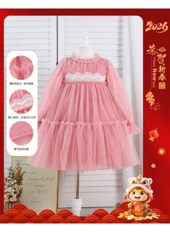 Girls' Baby Autumn Princess Dress Toddler Dress Chinese New Year Outfit Fashion - Image 1
