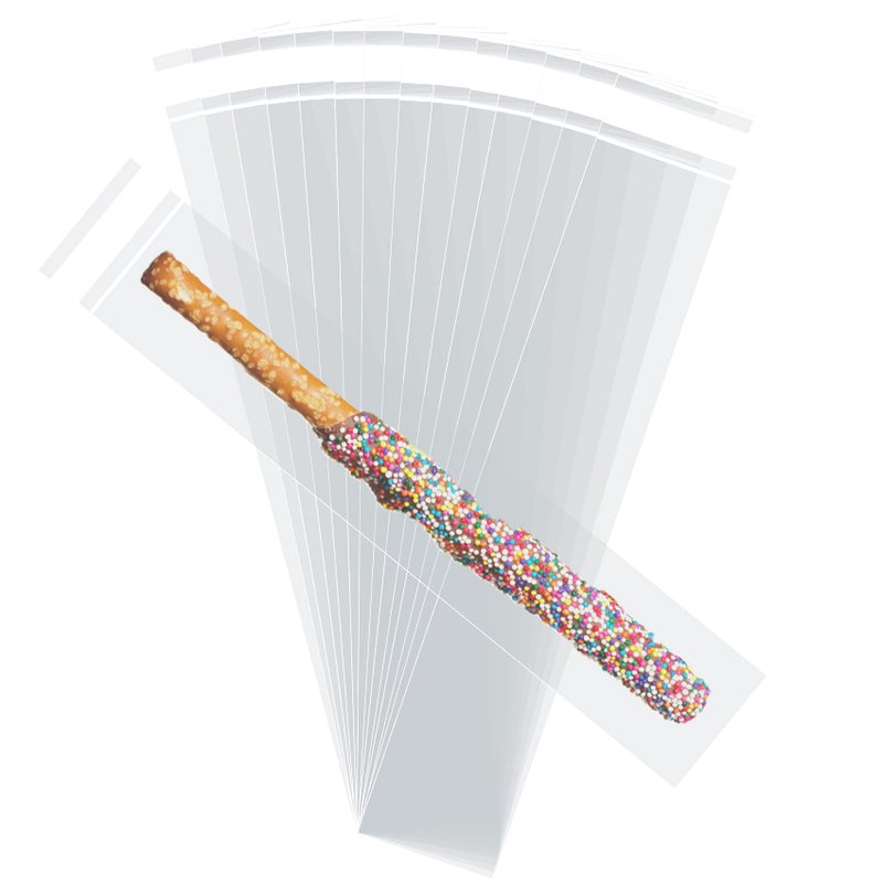 Morepack Self Sealing Cellophane Bags2x10 Inches 300 Pcs Clear Pretzel Rod Bags Resealable Cellophane Bag for Packaging ICY Candy Popsicle