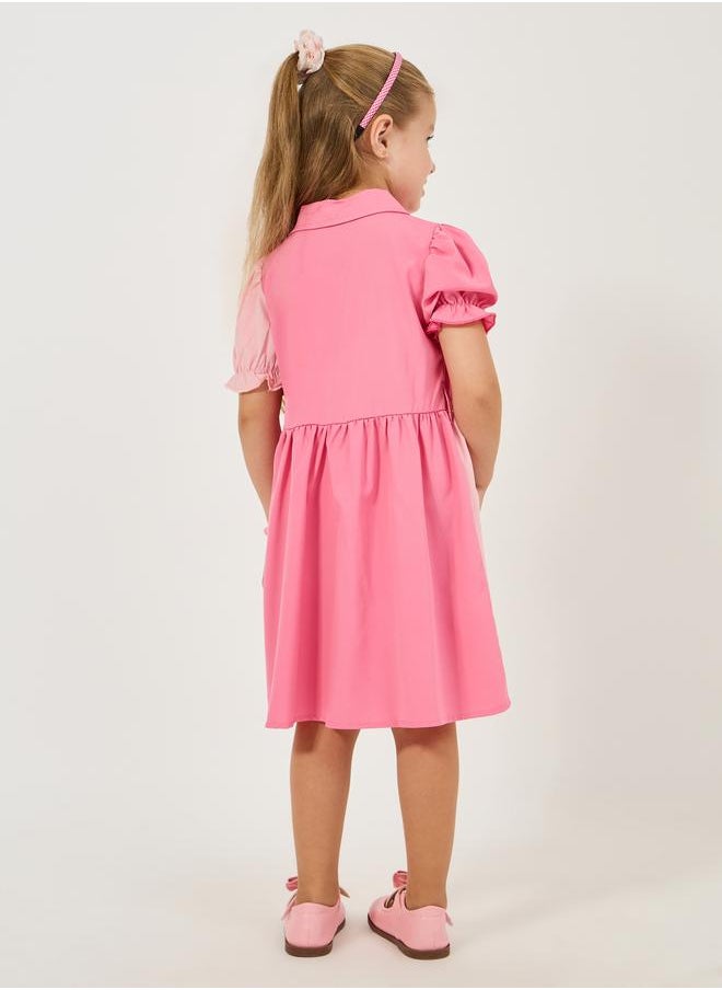 Styli Color Block Puff Sleeves Shirt Dress  - Image 4