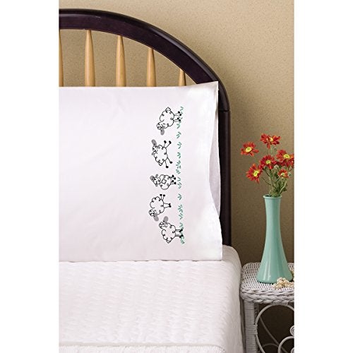 DesignWorks Ink Design Works Crafts T232142 Tobin Running Sheep 20" x 30" Stamped Pillowcases for Embroidery - Image 3