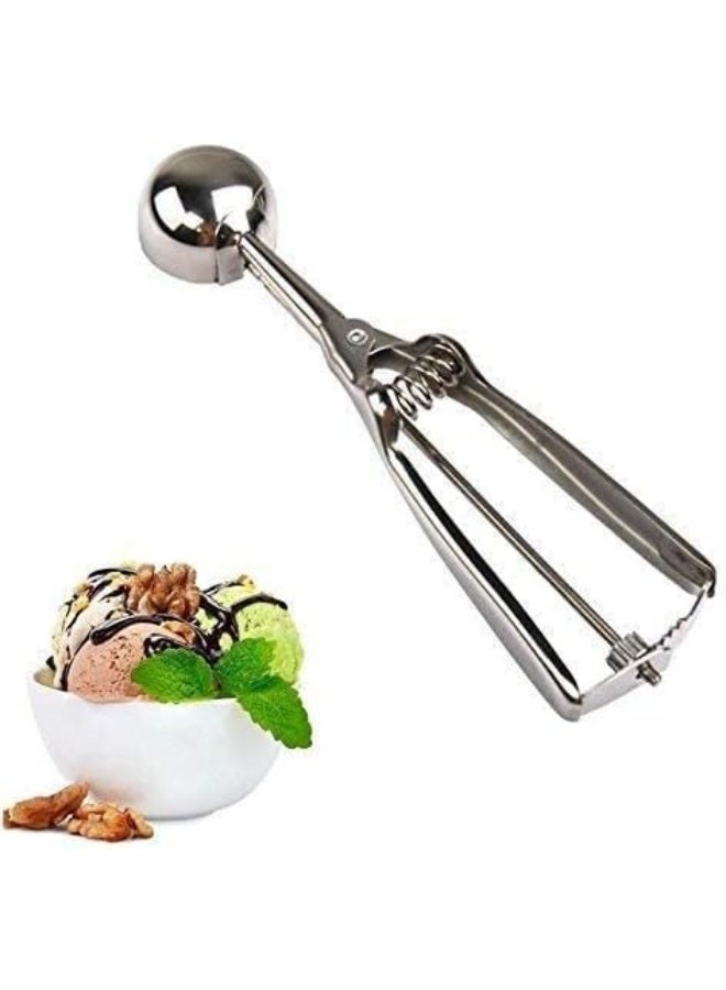 Stainless Steel Ice Cream & Dessert Scoop – Handheld Trigger Spoon for Easy Serving of Ice Cream, Cookies, and Fruits - Image 3