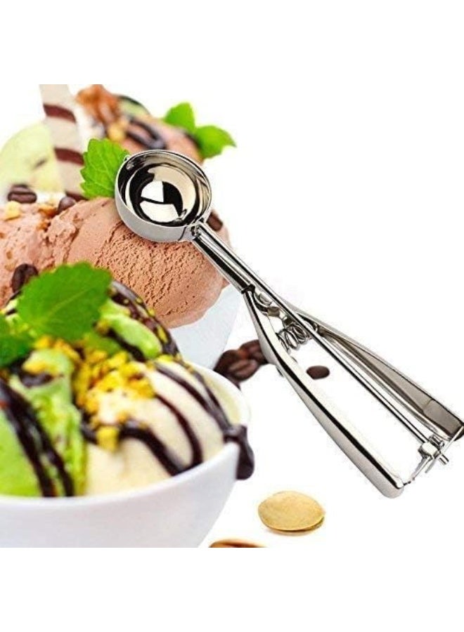 Stainless Steel Ice Cream & Dessert Scoop – Handheld Trigger Spoon for Easy Serving of Ice Cream, Cookies, and Fruits - Image 1