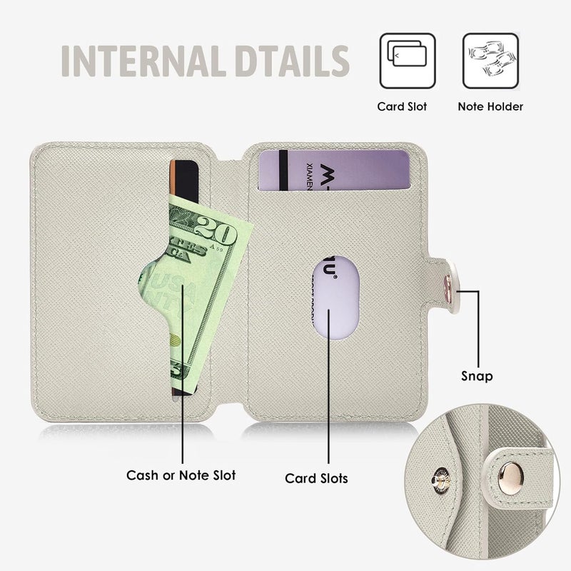 M-Plateau Leather Phone Wallet, Stick-On Card Holder with Snap Closure for Most Smartphones (Beige) - Image 5