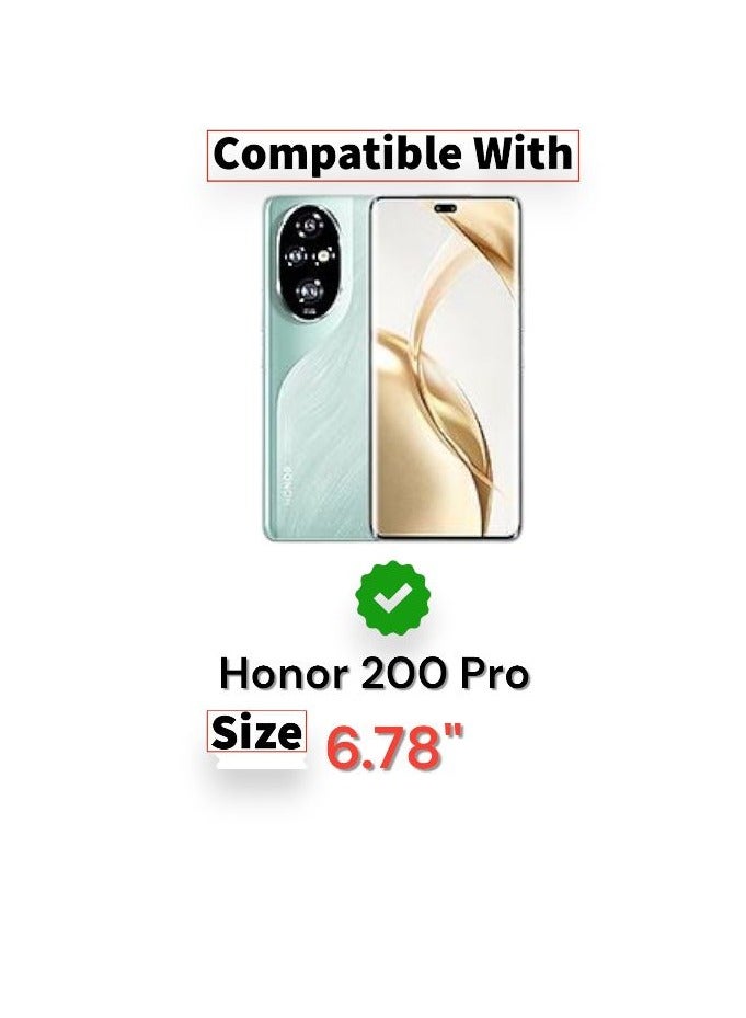 جراب خلفي فاخر من الجلد الصلب لهاتف Honor 200 Pro، مصنوع من مادة TPU، ومُزود بحماية كاملة، متوافق مع هاتف Honor 200 Pro (6.78 بوصة) (أسود) - Image 2