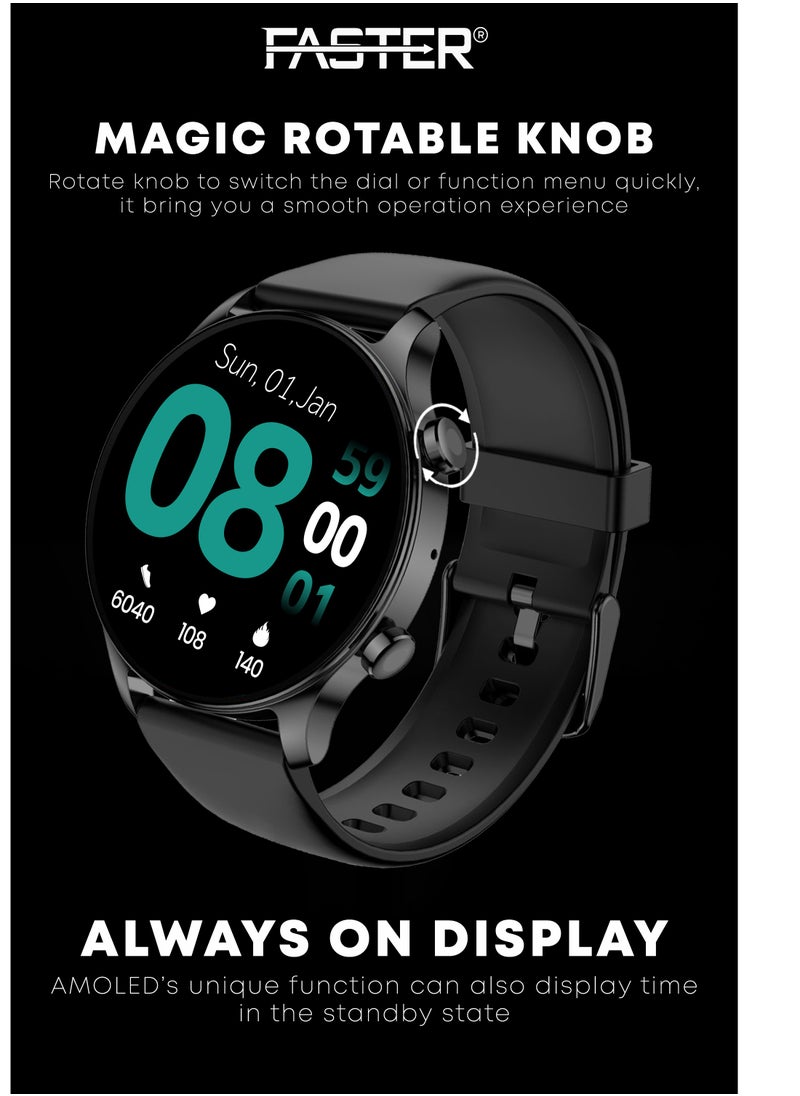 Faster - Smart Watch Pro SE - 1.43" AMOLED Always-On Display, Bluetooth Calling, Fitness Tracker, Sports Modes, SpO2 & Heart Rate Monitoring, Sleep Tracking, IP68 Waterproof, 350mAh Battery, Compatible with Android & iOS - Image 1
