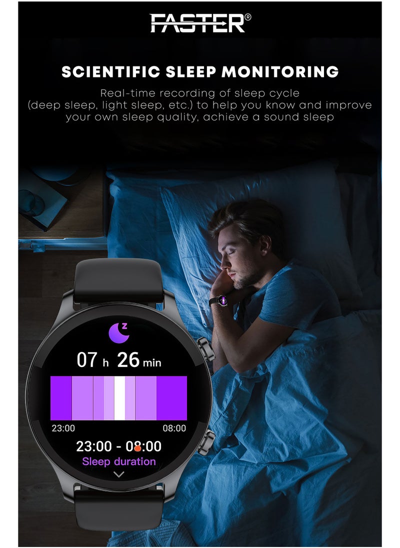 Faster - Smart Watch Pro SE - 1.43" AMOLED Always-On Display, Bluetooth Calling, Fitness Tracker, Sports Modes, SpO2 & Heart Rate Monitoring, Sleep Tracking, IP68 Waterproof, 350mAh Battery, Compatible with Android & iOS - Image 1