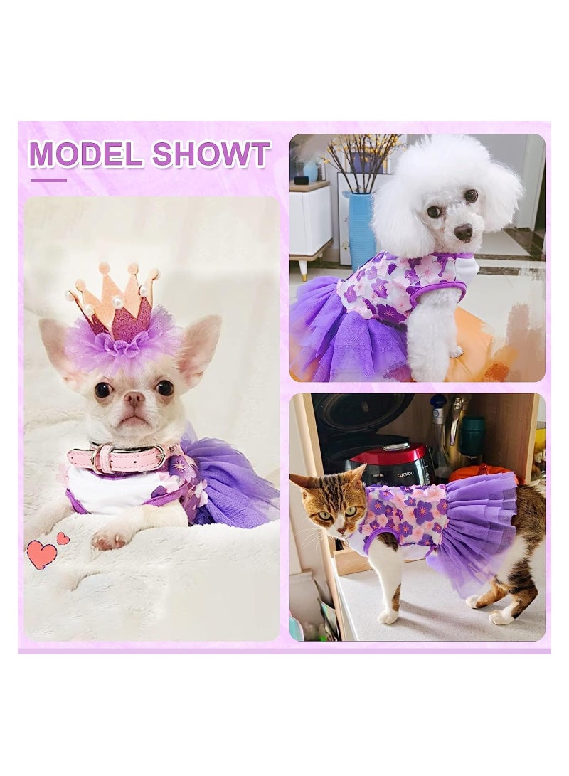 Floral Dog Dress for Spring Summer,   Pet Flower Outfit, Lace Tutu Skirt for Small Medium Cats & Dogs, Perfect for Outdoor Walks - Image 4