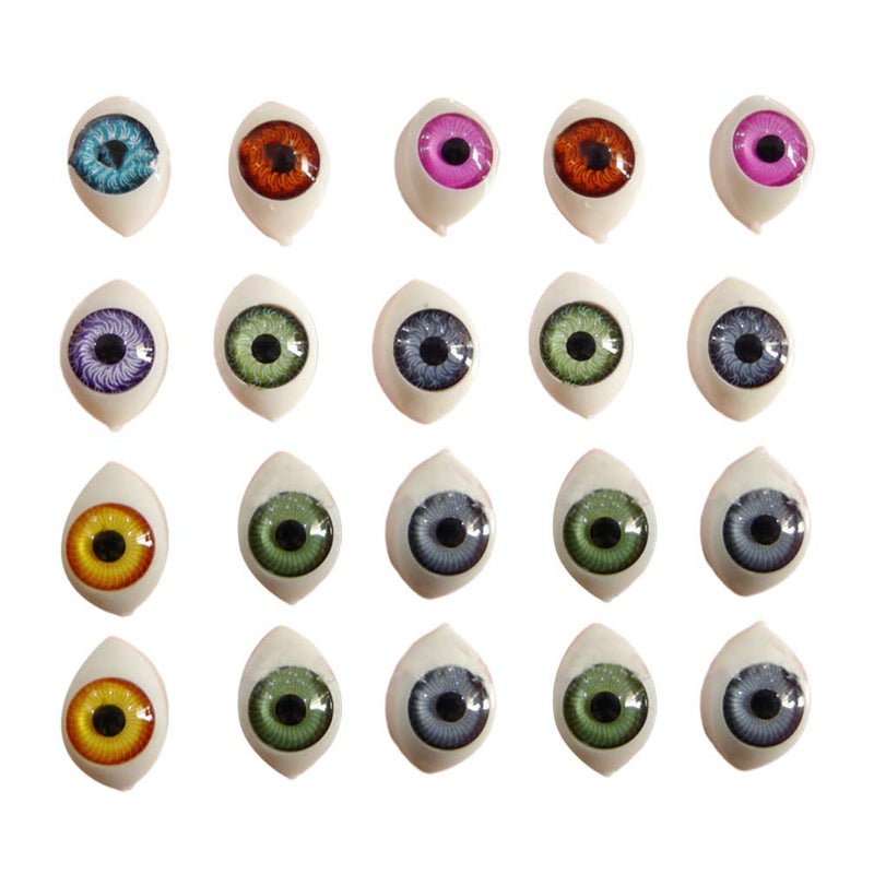 EXCEART Acrylic Halloween Eyeballs: 100Pcs 12X16Mm Half Round Doll Eyes for DIY Crafts Simulation Eyes for Plush Toys Scrapbooking and Decoration ï¼ˆAssorted Colorï¼‰ - Image 1