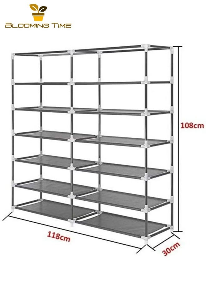 BLOOMING TIME - Double-row six-layer dust-proof and moisture-proof shoe rack, non-woven brown - Image 1