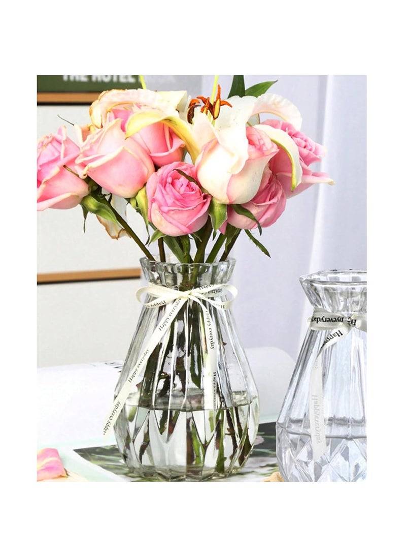 Art Street Art Street Decorative Origami Pear Shaped Vase, Transparent Flower Glass Vase for Home Decor, Wedding Decoration, Living Room, Bedroom and Office Décor(Size: 4x6 Inch)  - Image 2