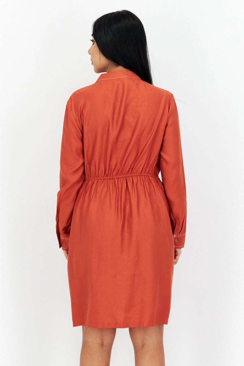 Tchibo Women Plain Wrap Mini Dress, Orange - Image 3