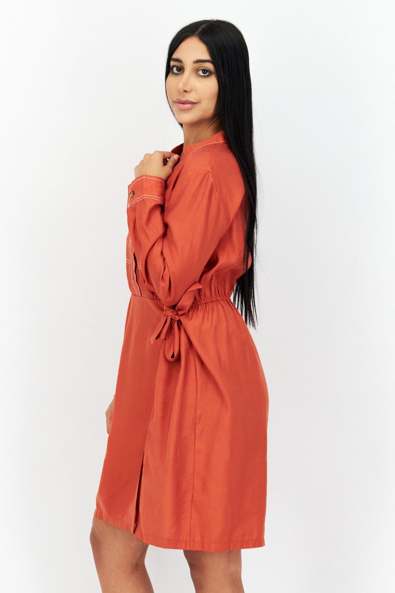 Tchibo Women Plain Wrap Mini Dress, Orange - Image 4