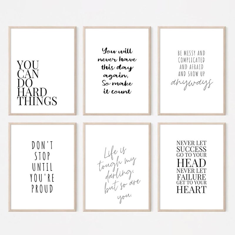 Youillne Inspirational Quotes Canvas Wall Art Set of 6 - Image 1