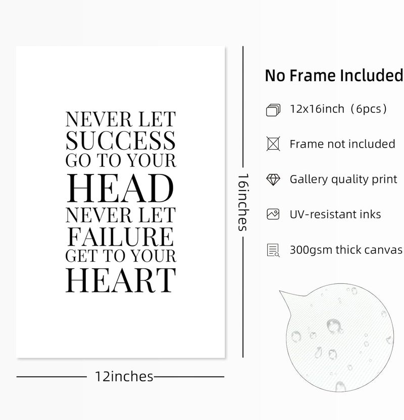 Youillne Inspirational Quotes Canvas Wall Art Set of 6 - Image 2