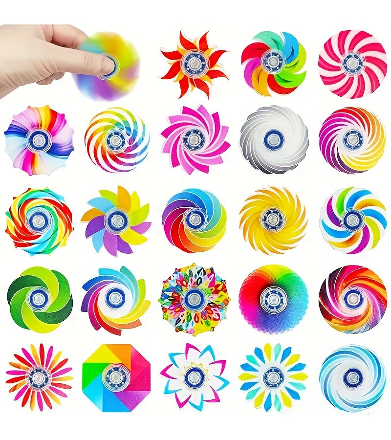 6 Random Acrylic Fidget Spinners Party Favors Easter Holiday Gift Kids Toys - Image 1