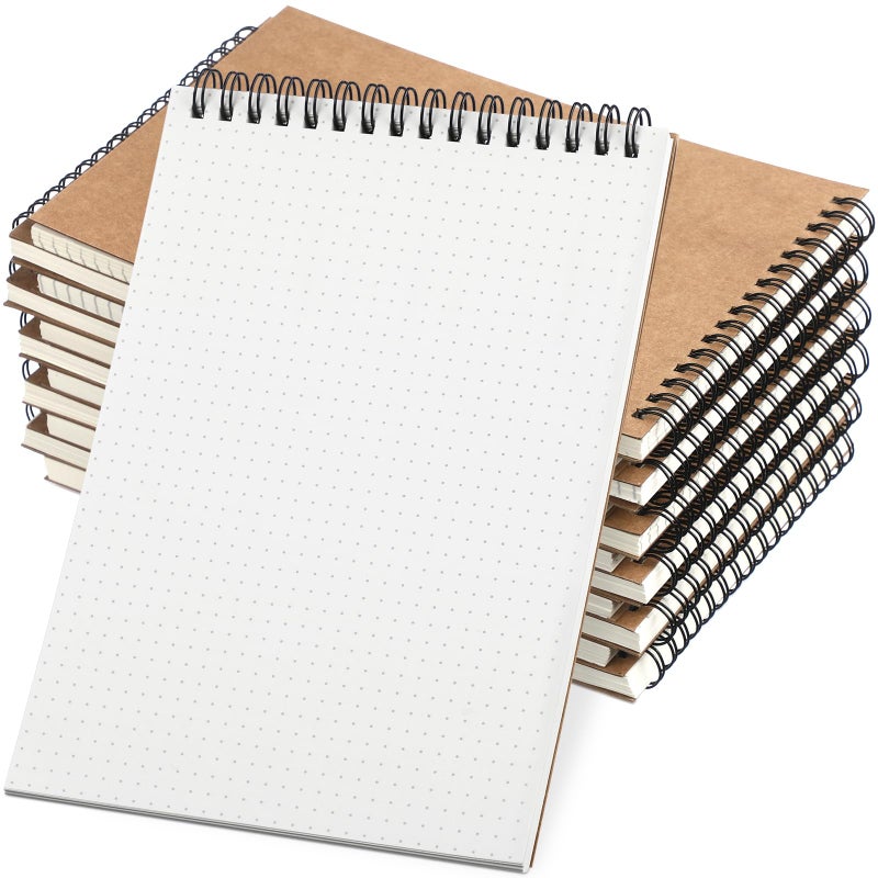 Engrowtic 2 Pcs Dot Grid Notebook Top Spiral Notebook A5 Size Bullet Dotted Paper Hardcover Dot Journal 83x 58 140 Pages Spiral Notepads for Sketching Drawing Writing School Office Brown - Image 2