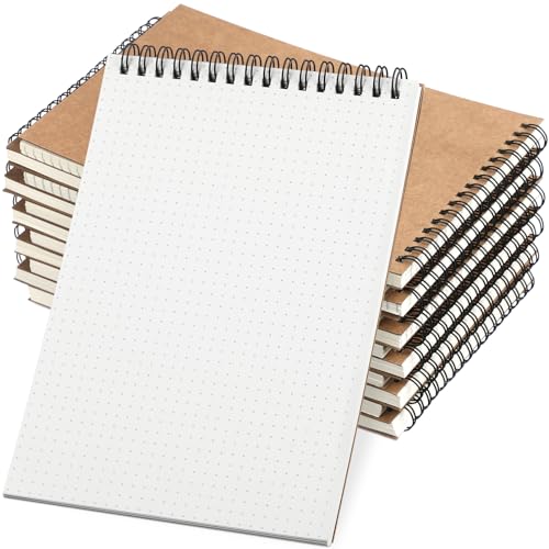 Engrowtic 2 Pcs Dot Grid Notebook Top Spiral Notebook A5 Size Bullet Dotted Paper Hardcover Dot Journal 83x 58 140 Pages Spiral Notepads for Sketching Drawing Writing School Office Brown - Image 1