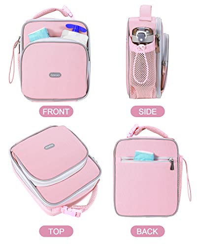 Amersun Kids Lunch Box with 8MM Insulated sponge & Multi-pocket & Water Bottle Holder, Keep Food Warm Cold School Lunch Bag for Kids Teen Girls Boys, Lunch Tote Bag for Children, Light Pink - Image 4