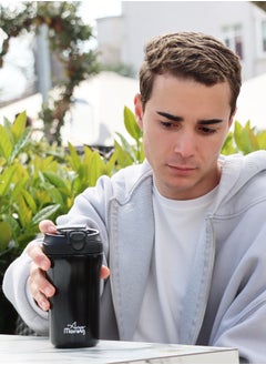 Any Morning Travel Coffee Mug with Lid and Straw 400ml, Insulated Stainless Steel Coffee Tumbler, Travel Coffee Cup for Hot and Cold Beverage, Leakproof and Spillproof, 14 oz, Black - SI232021  - Image 2