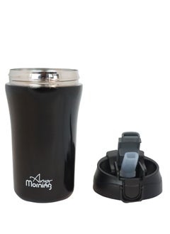 Any Morning Travel Coffee Mug with Lid and Straw 400ml, Insulated Stainless Steel Coffee Tumbler, Travel Coffee Cup for Hot and Cold Beverage, Leakproof and Spillproof, 14 oz, Black - SI232021  - Image 4