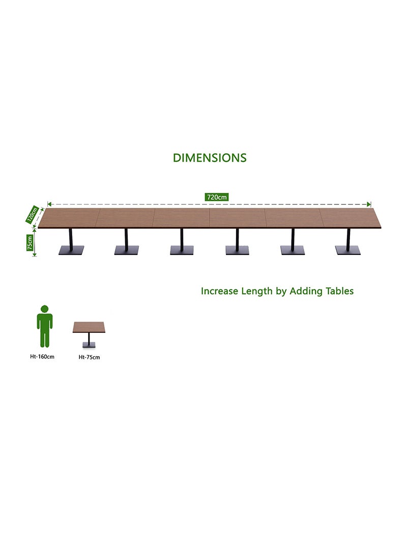 Mahmayi Ristoran 500X500E-720 24 seater Square Base Cafe-Dining-Meeting Table Light Walnut