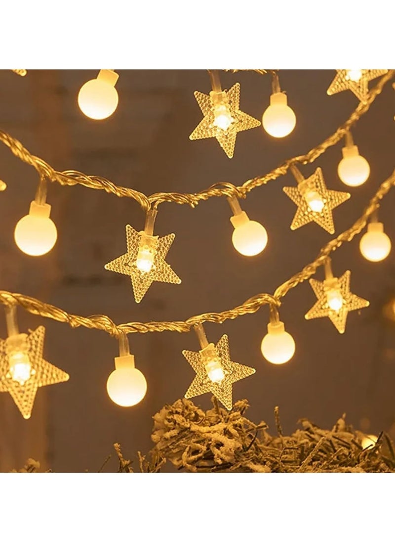 Nisf Al Qamar Ramadan lighting: 20 circular bulbs and 20 star bulbs, 5 meters long, connected via USB or batteries 
