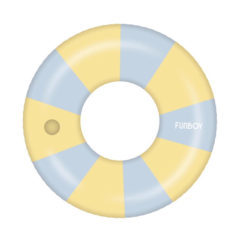 FUNBOY Giant Yellow & Blue Stripe Inflatable Pool Float with Cup Holder, 48" Adult Inner Tube Swim Ring Pool Lounger