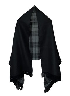 Double Face Solid & Plaid Check/Carreau/Stripe Pattern Wool Winter Scarf/Shawl/Wrap/Keffiyeh/Headscarf/Blanket For Men & Women - XLarge Size 75x200cm - P05 Black / Grey - pzsku/Z33638DEBC70733CACE2BZ/45/_/1740196134/c566df9b-8f0a-42e0-8f88-cf360b8a0cb6