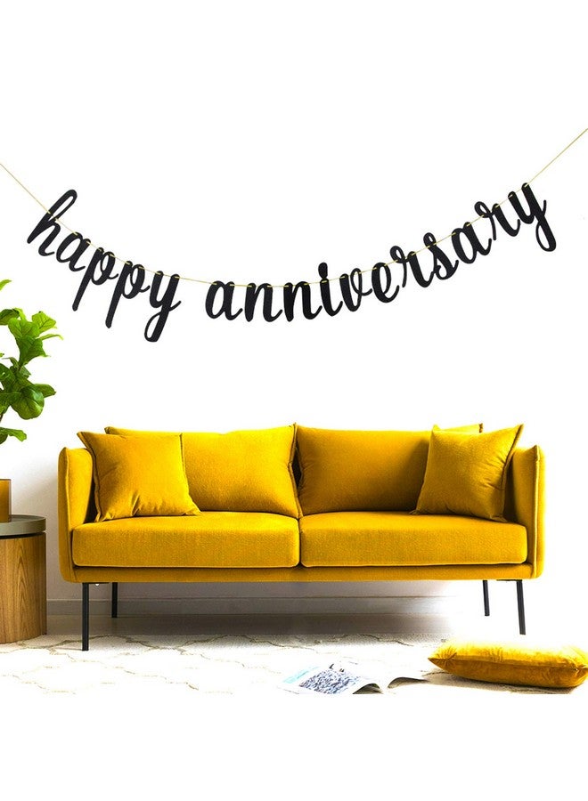 WeBenison Happy Anniversary Banner for Birthday/Wedding Anniversary Happy Birthday Banner Party Decoration Supplies(Black Glitter) - Image 3