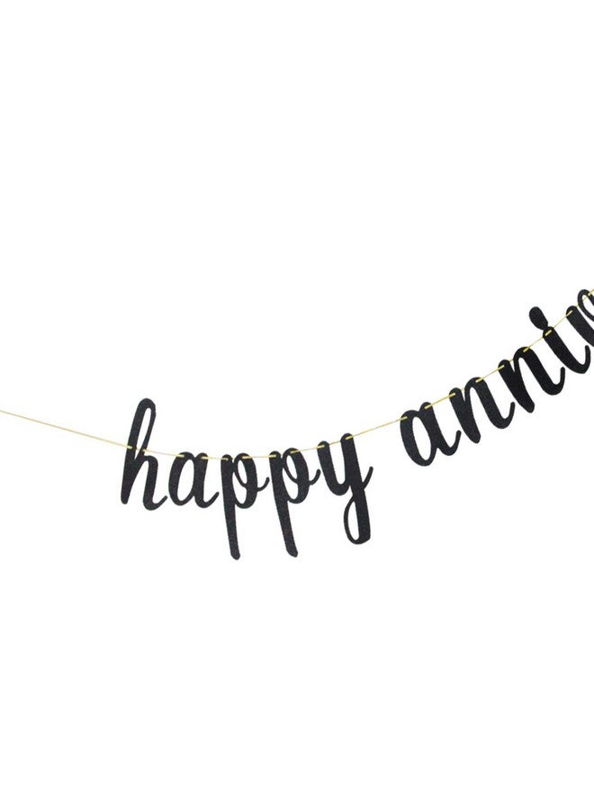 WeBenison Happy Anniversary Banner for Birthday/Wedding Anniversary Happy Birthday Banner Party Decoration Supplies(Black Glitter) - Image 5