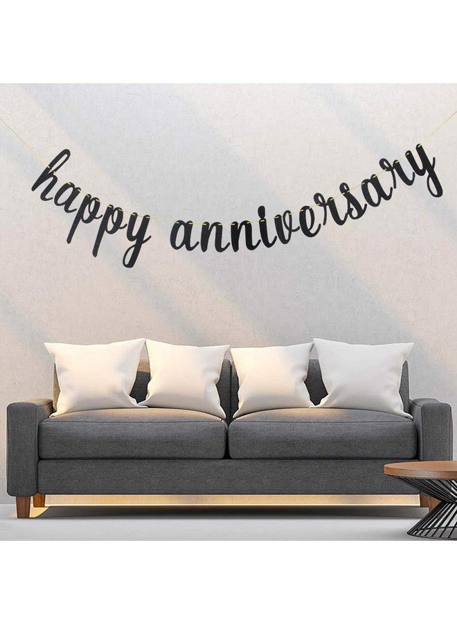 WeBenison Happy Anniversary Banner for Birthday/Wedding Anniversary Happy Birthday Banner Party Decoration Supplies(Black Glitter) - Image 2
