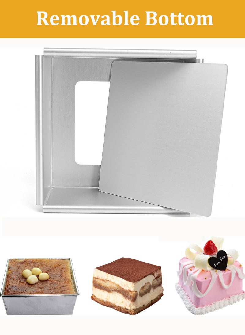 10 Inch Square Baking Pan for Brownie Cake with Removable Bottom Aluminum Chiffon Cake Mold Non-stick Baking Tray Square Baking Mold Cheesecake Pan - Image 3
