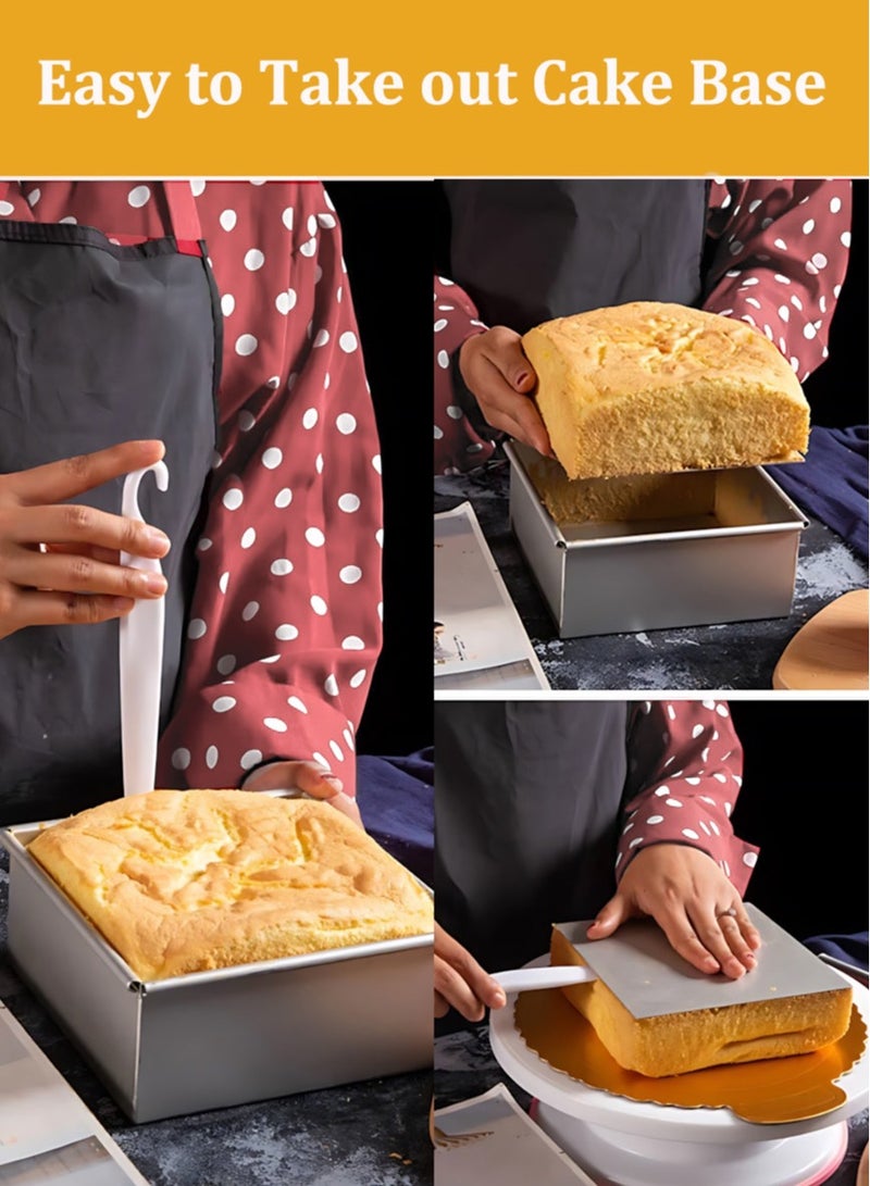 10 Inch Square Baking Pan for Brownie Cake with Removable Bottom Aluminum Chiffon Cake Mold Non-stick Baking Tray Square Baking Mold Cheesecake Pan - Image 4