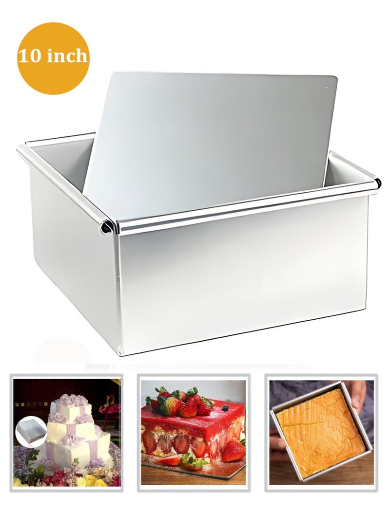 10 Inch Square Baking Pan for Brownie Cake with Removable Bottom Aluminum Chiffon Cake Mold Non-stick Baking Tray Square Baking Mold Cheesecake Pan - Image 1