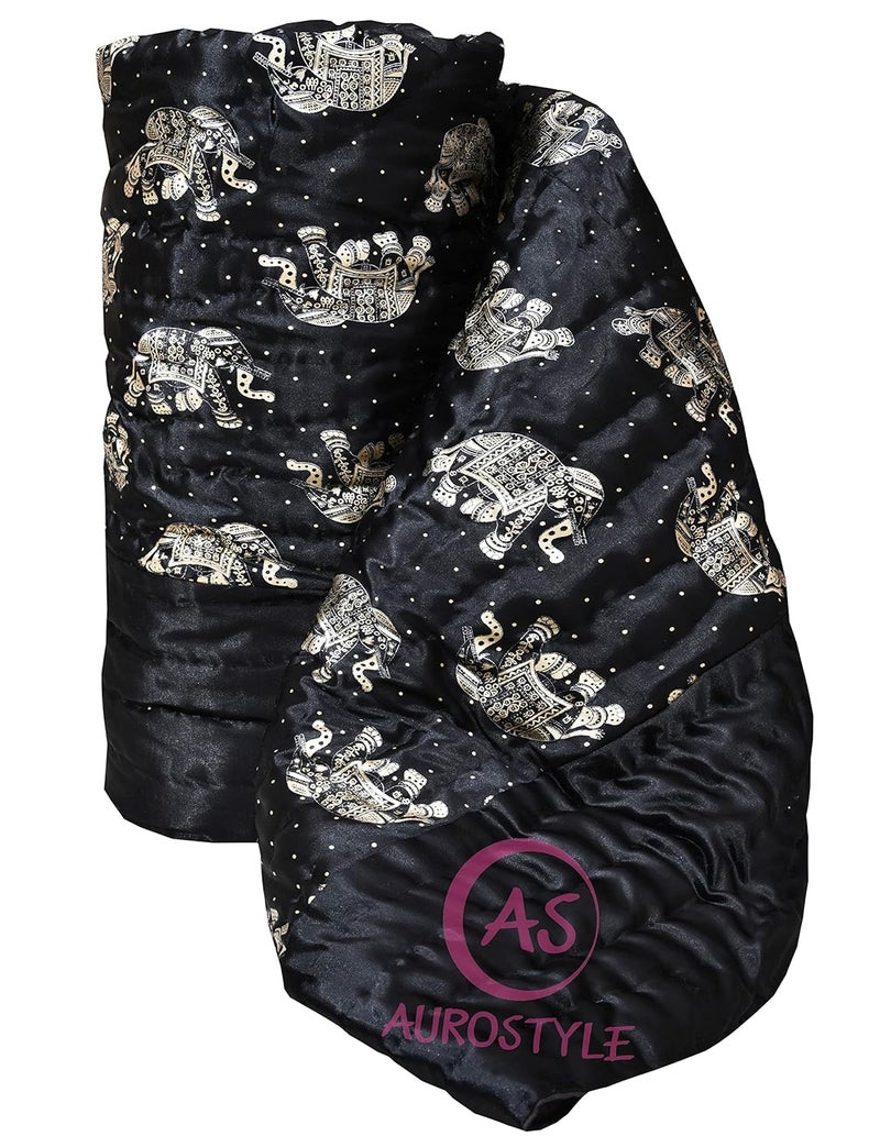 AUROSTYLE Rajasthani Cotton Filled Light Weight Silk Soft Jaipuri AC Quilt Dohar Over All Floral Print Design Blankets for Home 85x100 InchBlack Elephant Print Double Bed - Image 4
