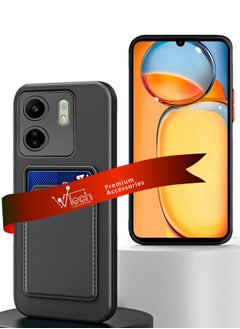 دبليو تيك غطاء حماية من السيليكون TPU مع حامل البطاقة لهاتف Xiaomi Redmi 13C 4G 2023 / Xiaomi Poco C65 4G 2023 أسود  - Image 1