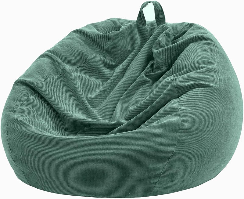 Nobildonna 3 ft Bean Bag Chair Cover No Filler 3543 Large Stuffed Animal Storage Bean Bag Washable Big Beanbag Chair Cover Premium Corduroy Stuffable Bean Bag Cover for AdultsKidsGreen 300L