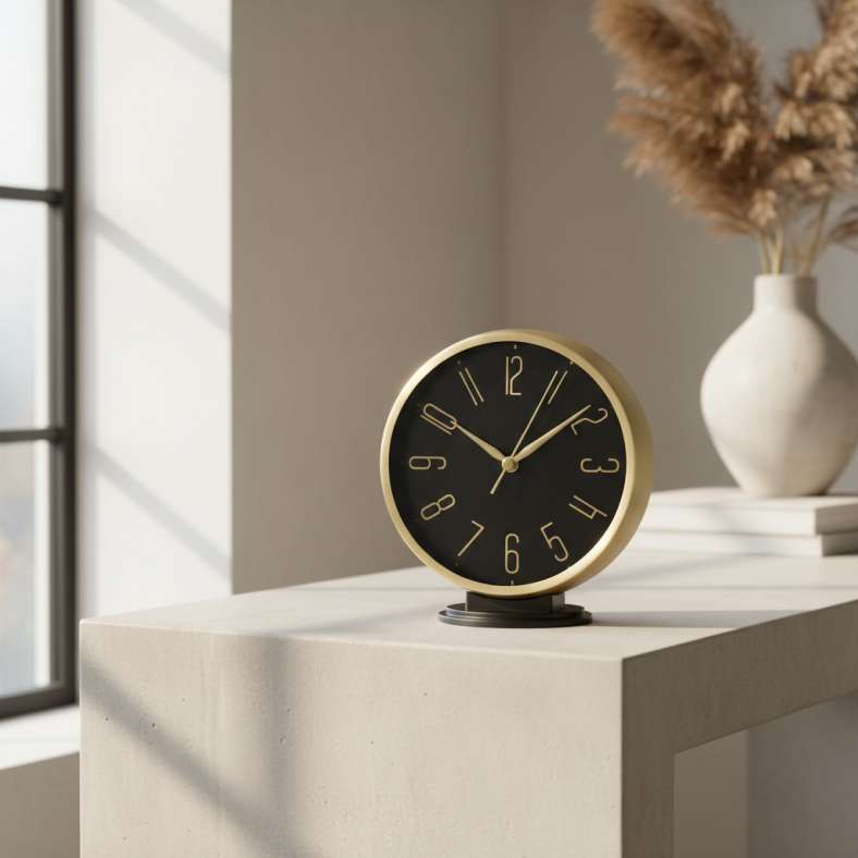 Pan Home ساعة طاولة وارديل 13×4×14 سم ذهبية - Image 1