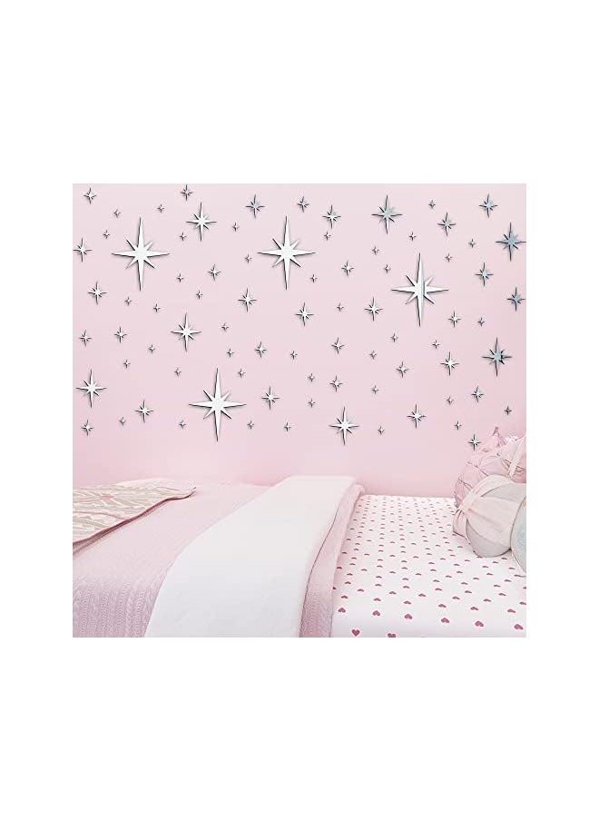erorex Pieces Removable Mirror Wall Stickers 3D Acrylic Mirror Setting Wall Sticker Decal For Home Living Room Bedroom Decor (Silver, Star Style)  - Image 4