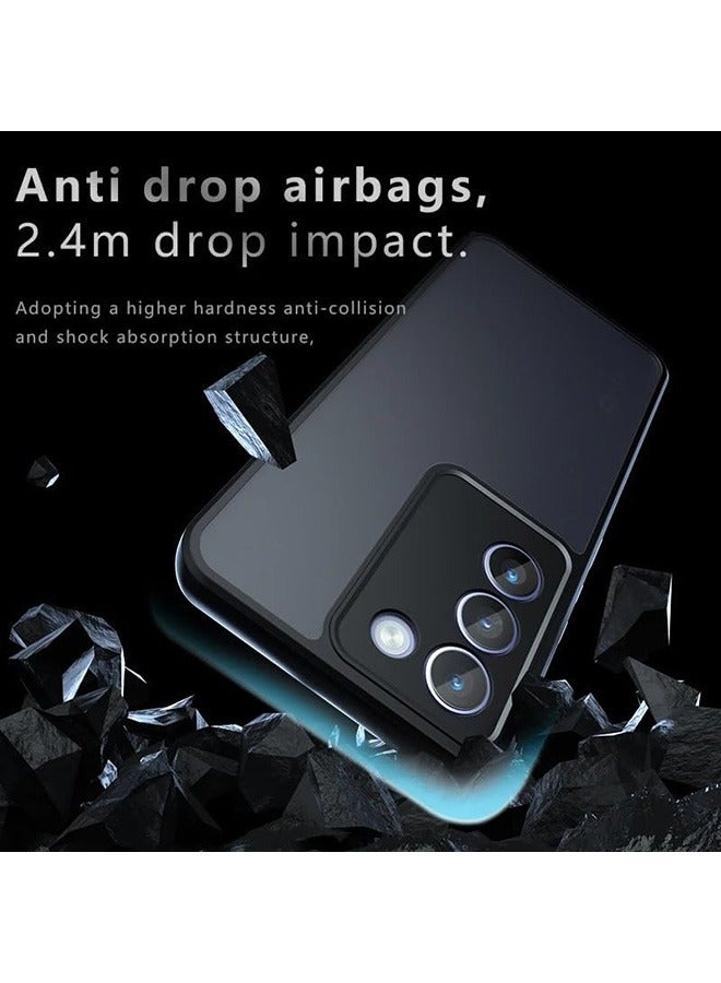 بيوينتي Case for Vivo V30 Lite 5G, Frosted Translucent Back Protective Slim Phone Cover, Anti-Fingerprints,Anti-Fall Drop Protection,Shockproof Case for Vivo V30 Lite 5G (Black) - Image 3