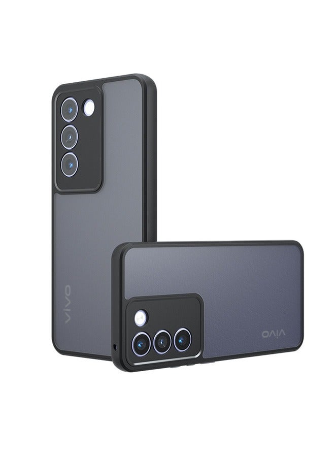 بيوينتي Case for Vivo V30 Lite 5G, Frosted Translucent Back Protective Slim Phone Cover, Anti-Fingerprints,Anti-Fall Drop Protection,Shockproof Case for Vivo V30 Lite 5G (Black) - Image 1