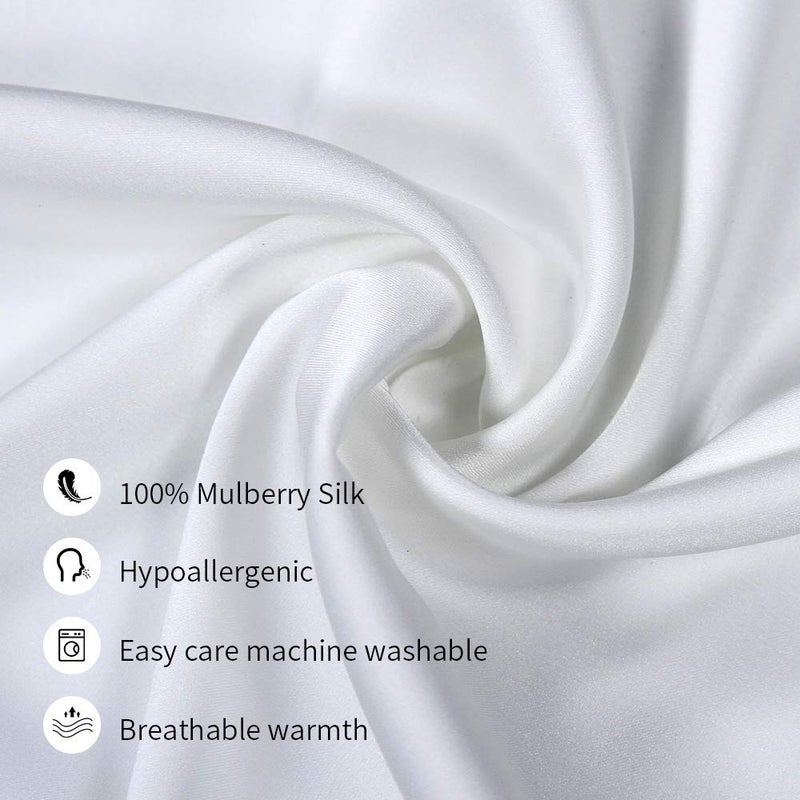 Jocoku Jocoku 100% Mulberry Silk Pillowcases Set of 2 for Hair and Skin and Super Soft and Breathable Standard Size Nature Silk Pillowcases (Standard  White)  - Image 3