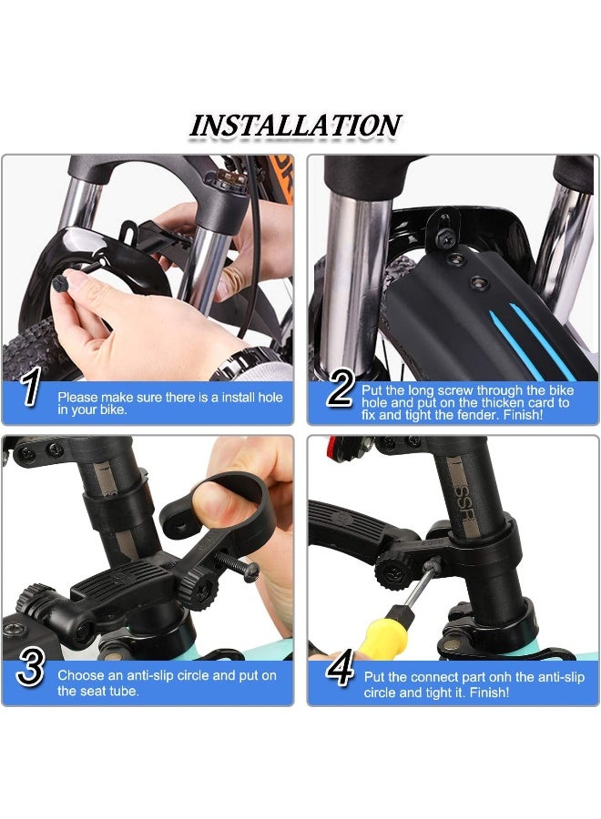 TAGVO TAGVO Bike Fender Set, 2 Parts-Universal Full Cover Thicken Widen Bicycle Mudguard Set Mountain Bike Front and Rear Mud Guard Portable Adjustable Bike Fender Mudflap for MTB Mountain Road Bike  - Image 1